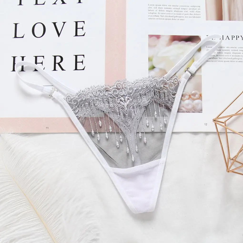 Стринги регулируемые кружевные сетчатые женские нижнее белье трусы трусики для