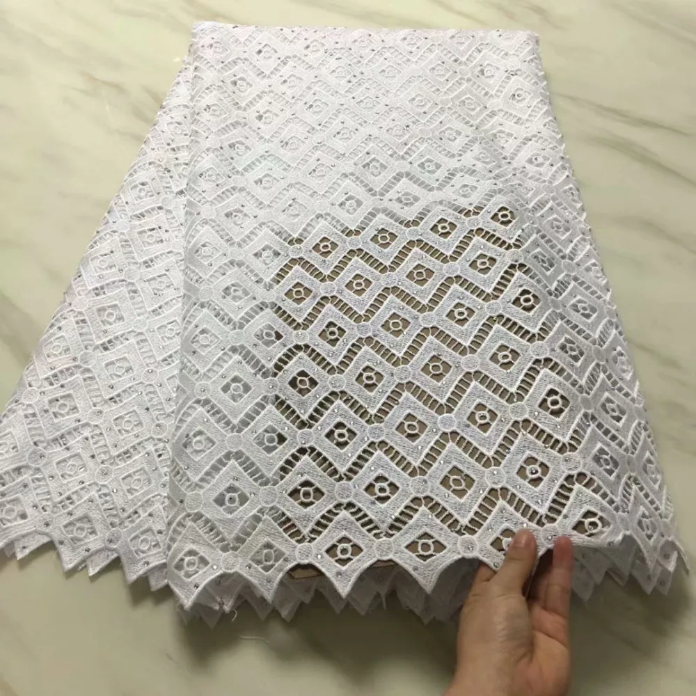 Клетчатая вышитая африканская Водорастворимая кружевная сетчатая ткань с