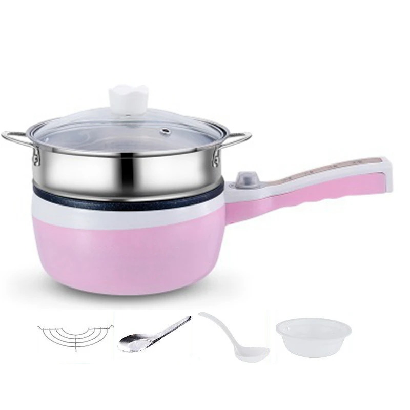 Pink 220V DMWD 2л многофункциональная мини-антипригарная электрическая плита для кипячения/тушения/жарки/приготовления риса/конфорки пароварки 1-2 человек - Цвет: Pink 220V