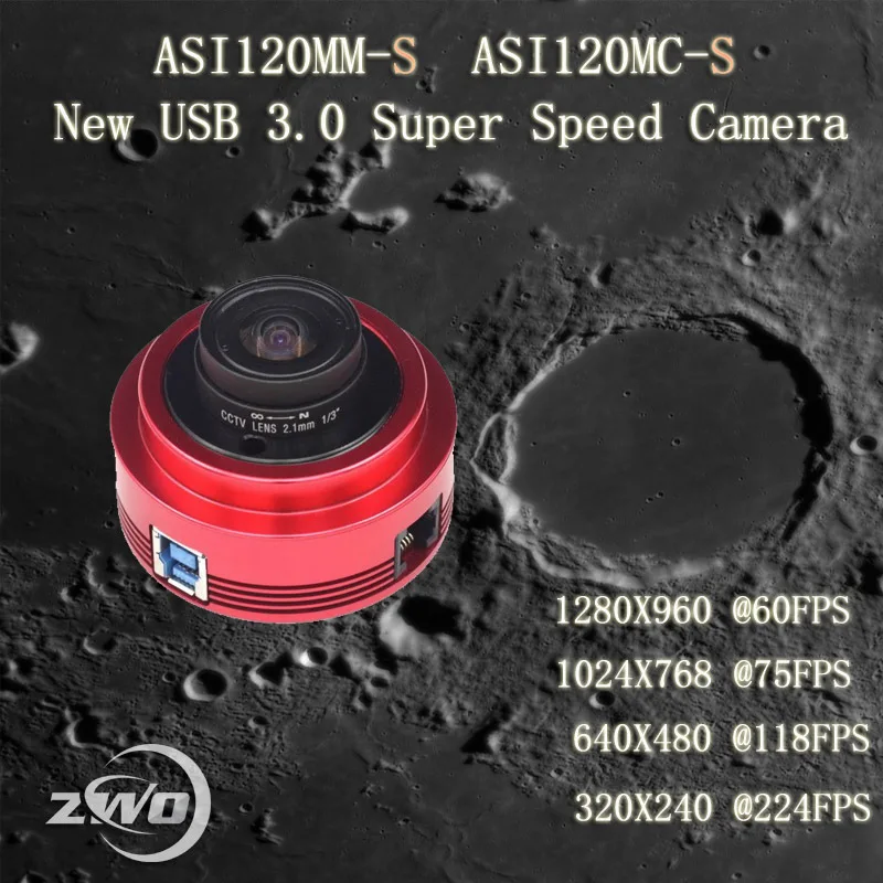 ZWO ASI120MM-S монохромная астрономическая камера ASI Планетарная Солнечная Лунная визуализация/направляющая высокоскоростная USB3.0
