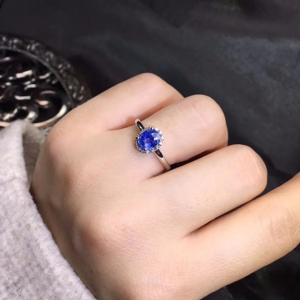 Настоящие хорошие драгоценности 18 К натуральный 1.33ct драгоценный камень, синий сапфир Золото бриллиантами камень для женщин кольцо для женские кольца