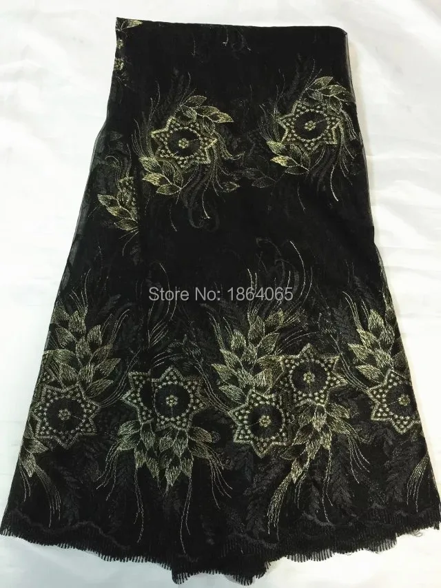 Самая популярная сетчатая кружевная ткань Королевского синего цвета с вышивкой