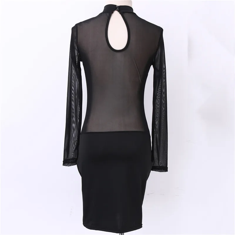 Пикантная женская осенняя одежда прозрачное Сетчатое облегающее платье с