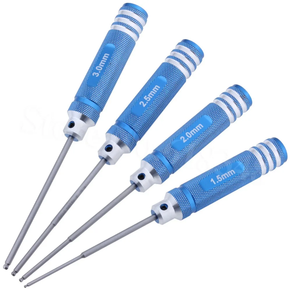 

4Pcs Steel Ball Tip 1.5mm 2.0mm 2.5mm 3.0mm Hexangular Screwdriver Repair Tools Kit For RC Car Drone Helicopter Airplane