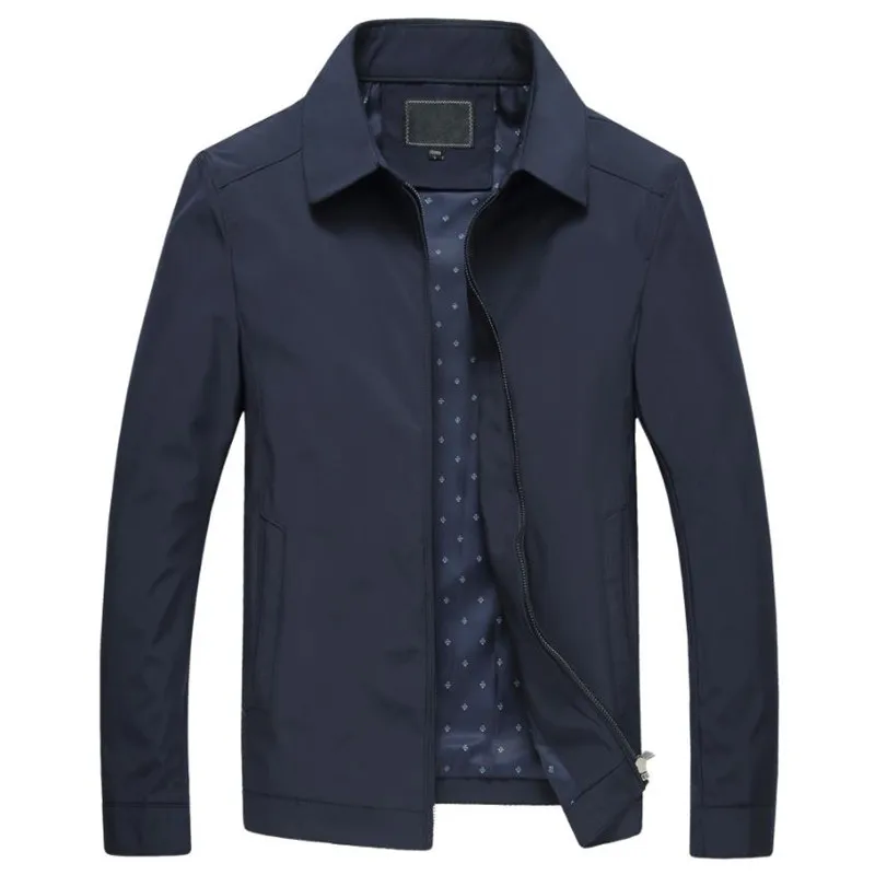 Куртка мужская приталенная с отложным воротником однотонная ветровка деловой
