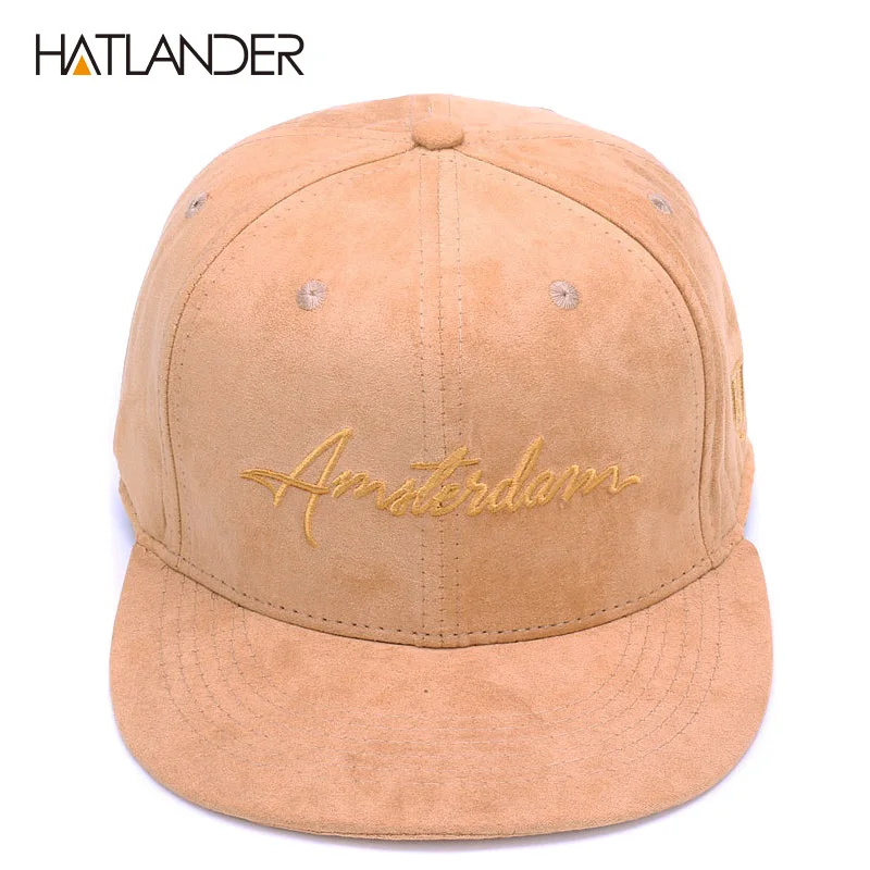 HATLANDER однотонные замшевые снепбеки с вышитыми буквами Кепка в стиле хип хоп для
