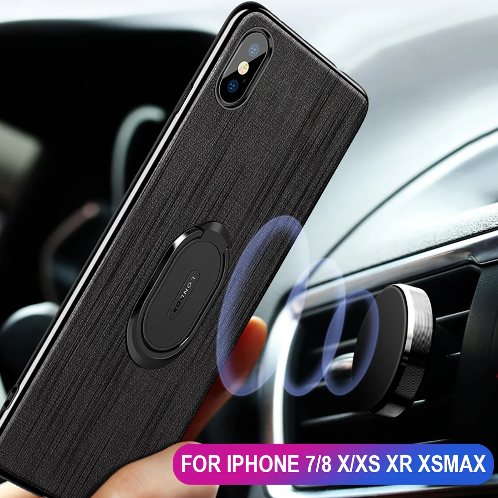 Чехол для iPhone XR XS 7 8 X скрытая подставка из ТПУ с автомобильным магнитным чехлом