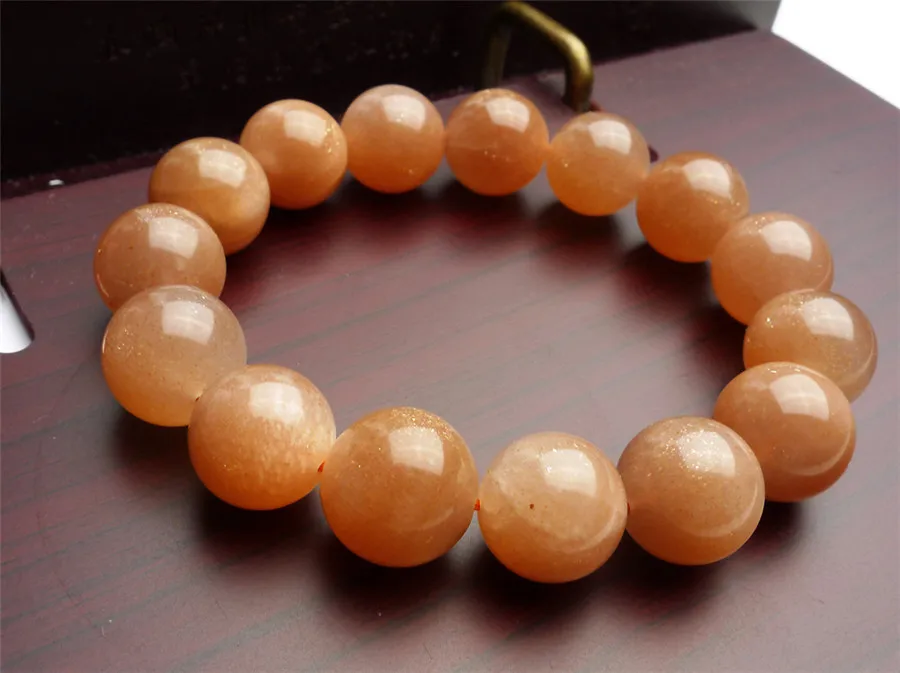 Новые Оранжевые Браслеты с натуральным солнечным камнем для женщин и мужчин