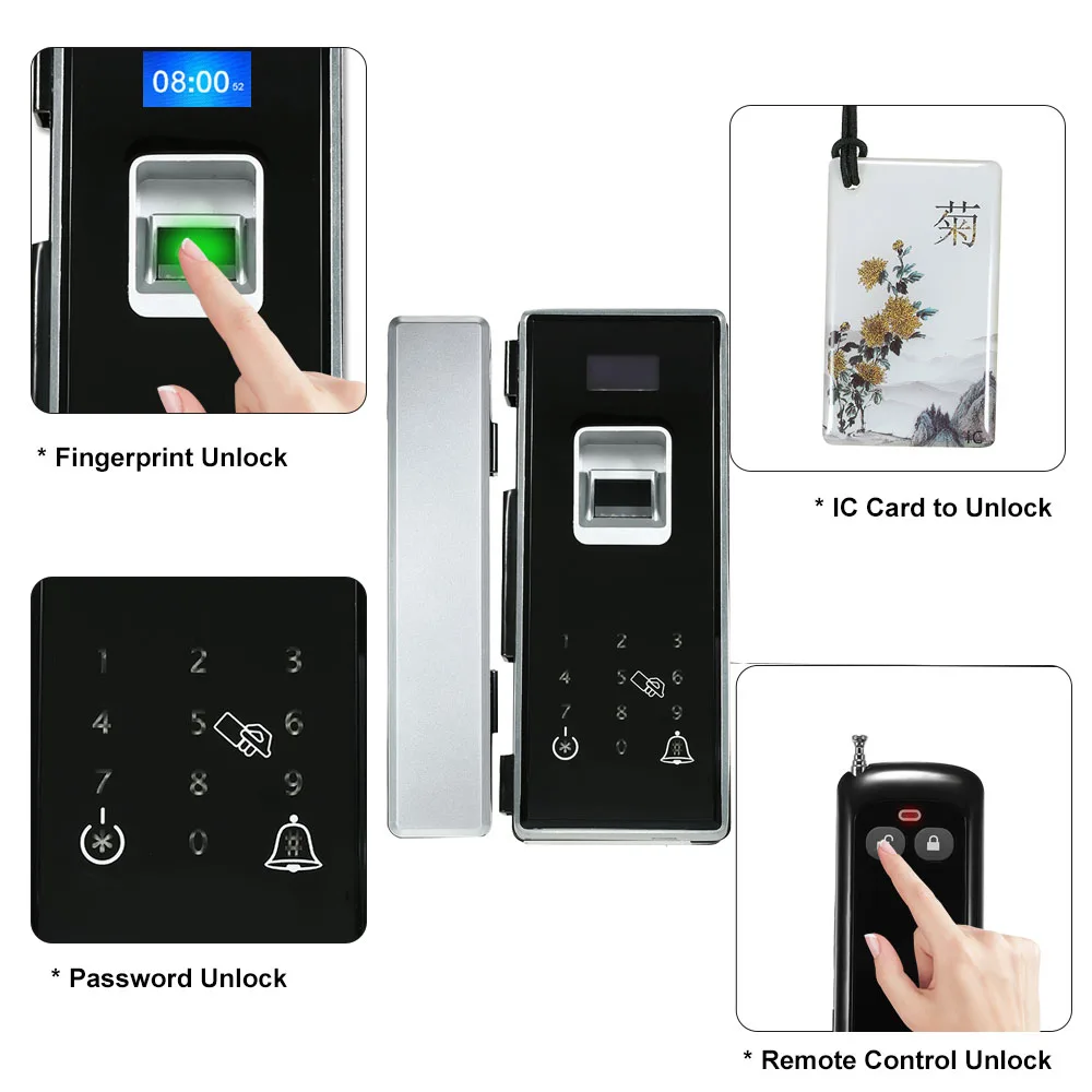 Биометрический Дверной замок с отпечатком пальца для стеклянной двери дверной