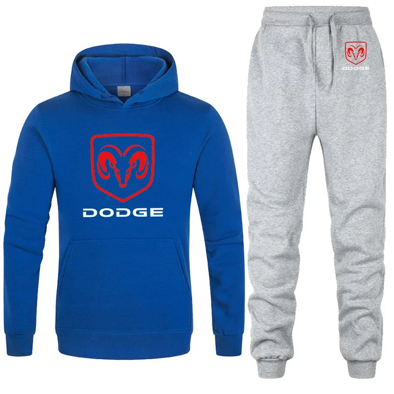 Толстовки мужские Dodge с логотипом автомобиля, унисекс, толстовка, модная мужская толстовка с капюшоном в стиле хип-хоп harajuku, повседневные флисовые толстовки, штаны, костюм из 2 предметов
