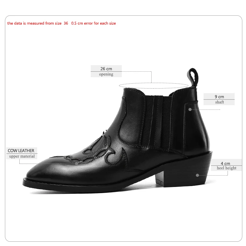 ISNOM Western Ankle Boots Women Genuine Leather Cowboy Booties Fashion Elastic Shoes Female Square Toe Ladies Autumn 2019 | Обувь