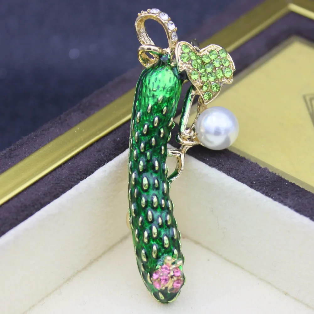 Женская Брошь в виде огурца с эмалью|Броши| |