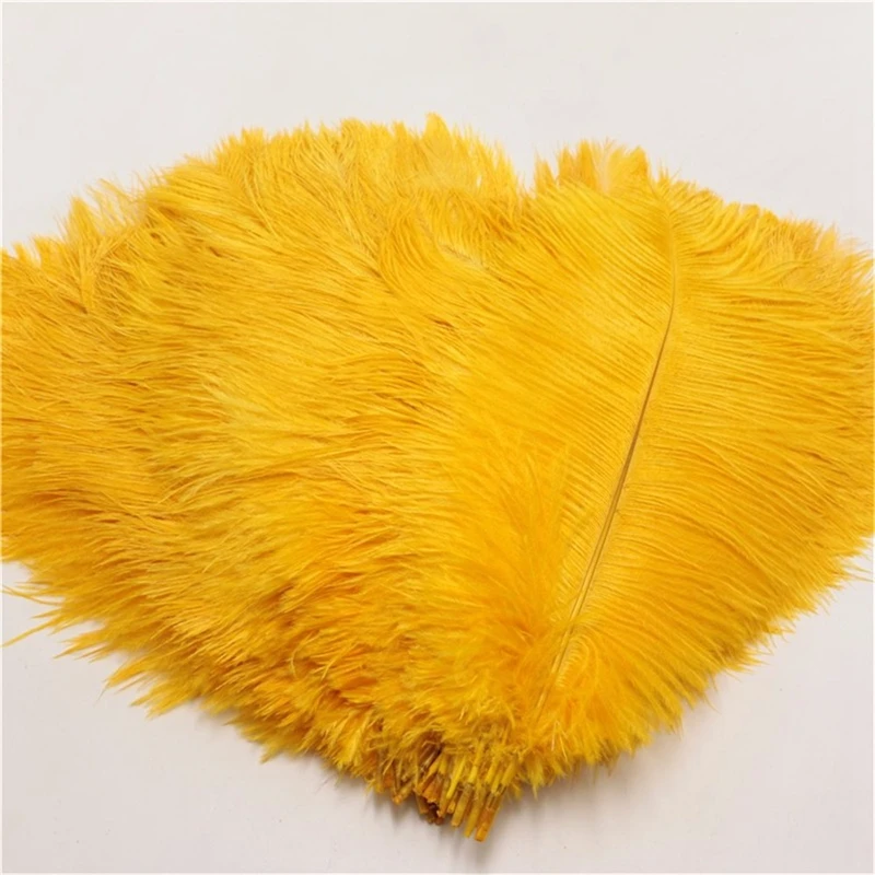Новинка 50 шт. красивые перья страуса из натурального золота желтого цвета оптом