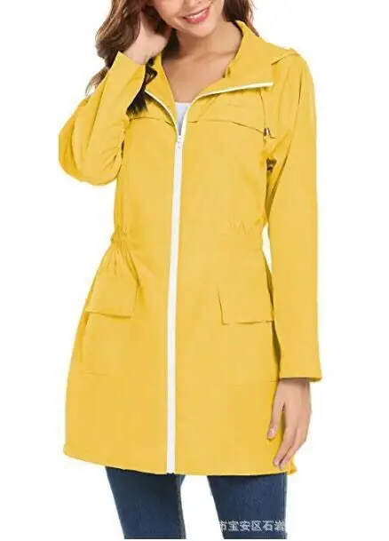 Однотонное пальто для женщин на молнии с капюшоном и длинным рукавом Женская