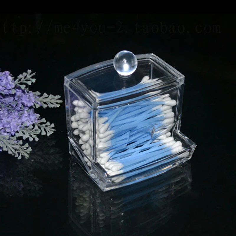 Прозрачный акриловый Ватные Палочки Stick держатель для хранения Box Косметические