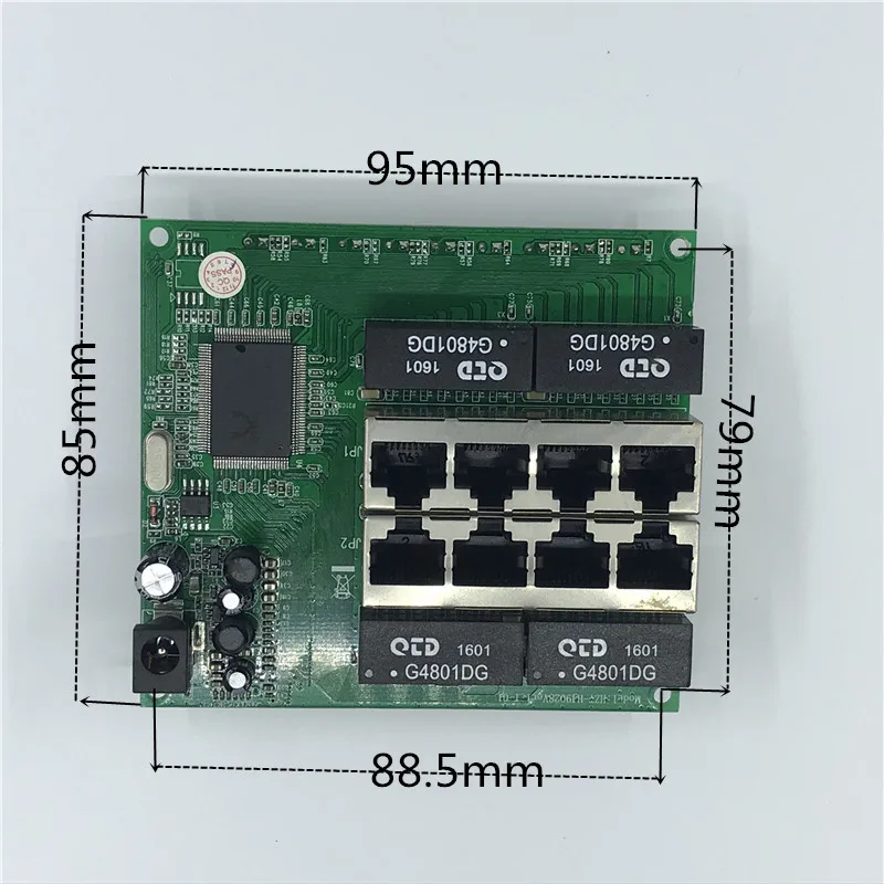 OEM PBC 8 портов гигабитный Ethernet коммутатор met pin way header 10/100/1000 m hub 8way power Pcb board schroef