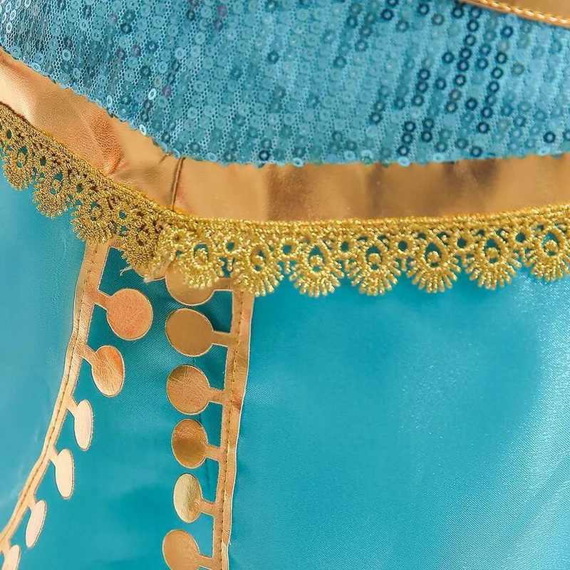 Halloween Christmas Party Cosplay Kids Girls Princess Jasmine Costumes For Children Party Belly Dance Dress Indian Costume 2ps