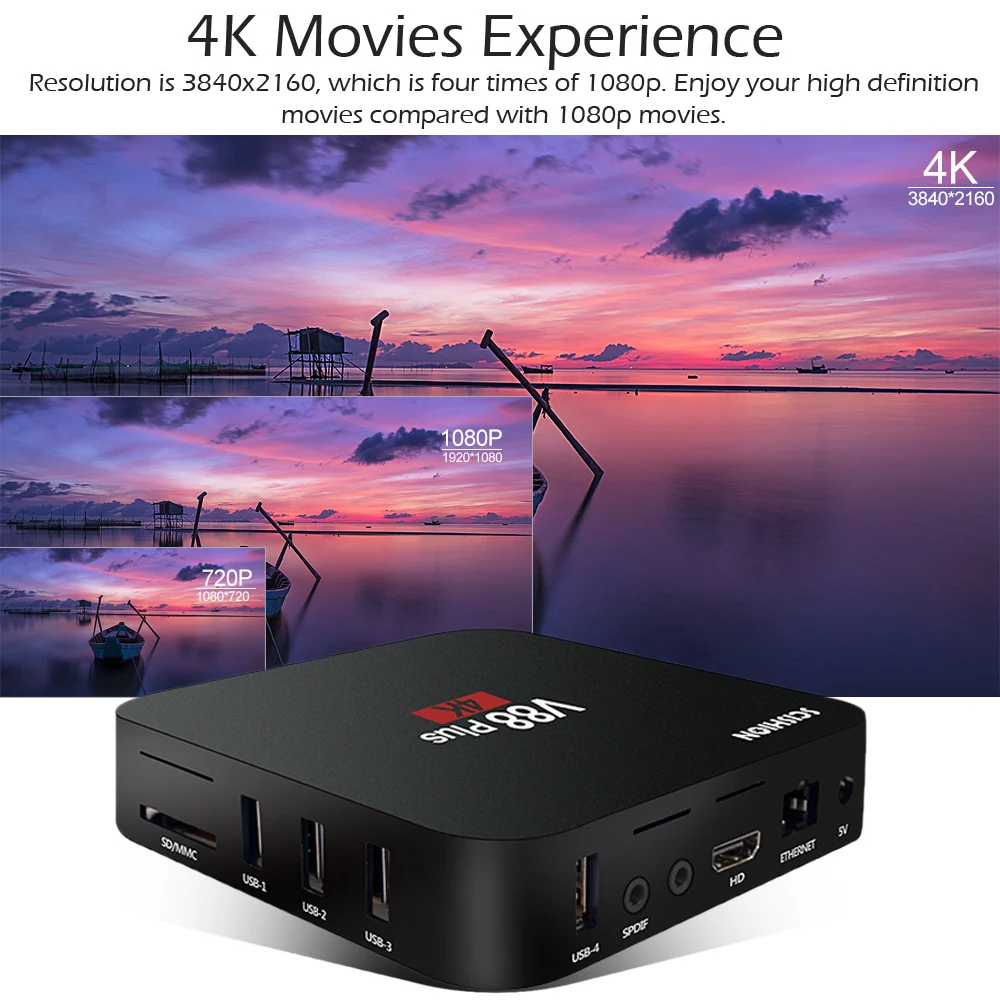 Смарт ТВ приставка Android 8,1 ТВ приставка SCISHION V88 Plus RK3229 Четырехъядерный 4K VP9 H.265 HDR10 USB2.0 2 GB/16 GB ТВ приставка Android ТВ приставка