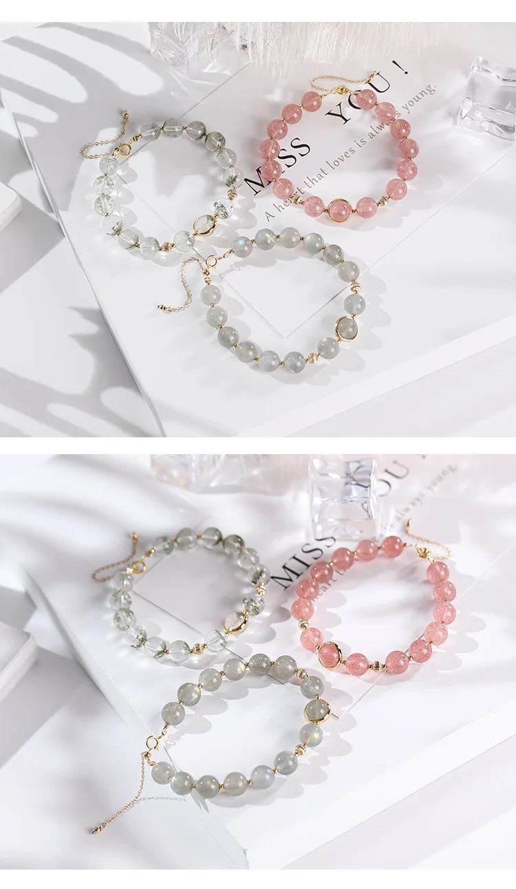 Uglyless Luxury 14K Gold Gemstones Beads Bracelets for Women Fluorite Balls Beading Bracelet Adjustable Fine Jewelry Moonstones