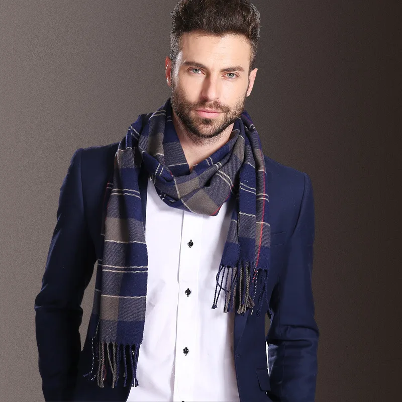 New Europe Fashion Shawl Scarves Men Winter Warm Tartan Scarf Business Sjaal Plaid Cotton Wraps Bufanda Foulard szaliki i chusty