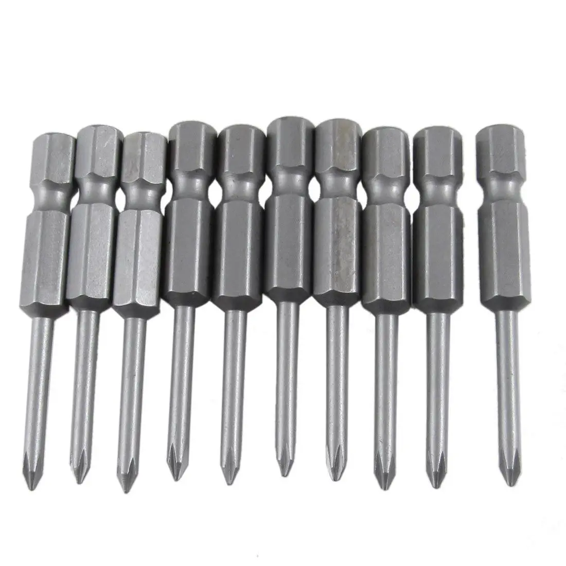 

10 Pcs 1/4" Hex 50mm Length 2.5mm Phillips PH0 Magnetic Screwdriver Bits