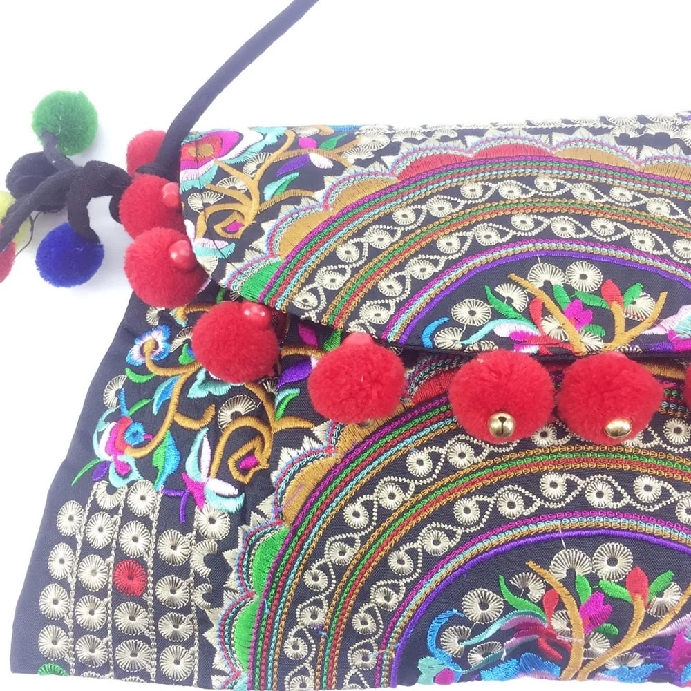 Wegogo Женская сумочка с национальной вышивкой ручной работы этнические помпоны