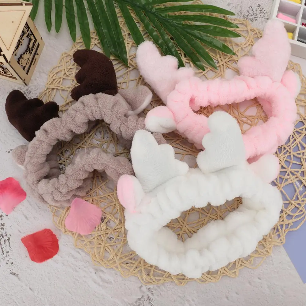 1 шт. милый мягкий женский обруч с оленьими рогами Олень Рог Хлопок Смесь макияж насадка для душа повязка для волос для мытья лица Душ Спа-маска