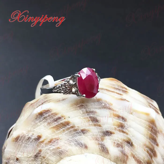 18 К белого золота с натуральный рубин кольцо женский Fine Jewelry контракт джокер деньги красный