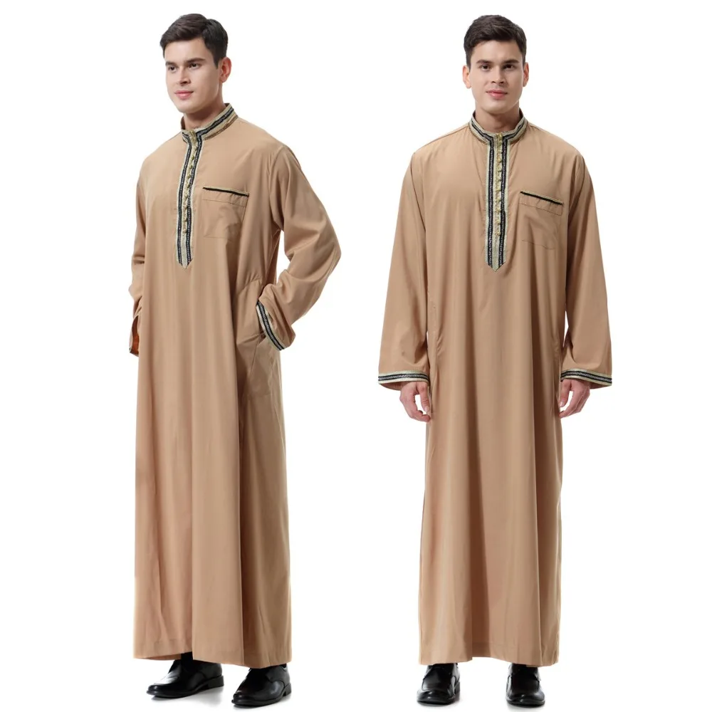 Модная мужская мусульманская одежда Jubba tobe для взрослых Дубай кафтан с