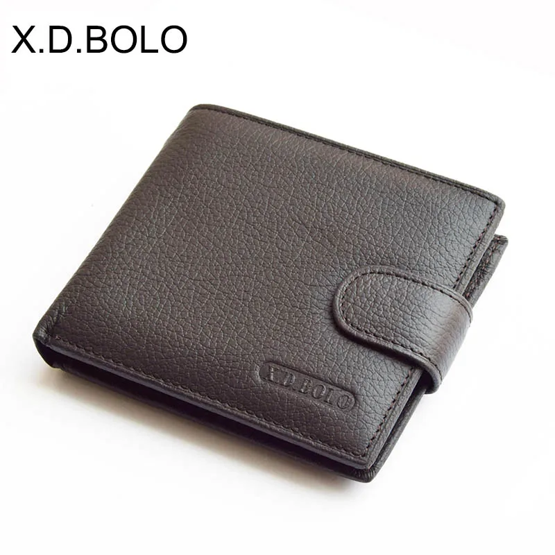 Brown X.D.BOLO мужской кошелек из натуральной коровьей кожи, мужские кошельки с карманом для монет, мужской кошелек, кожаная сумка для денег, мужские кошельки - Цвет: Brown