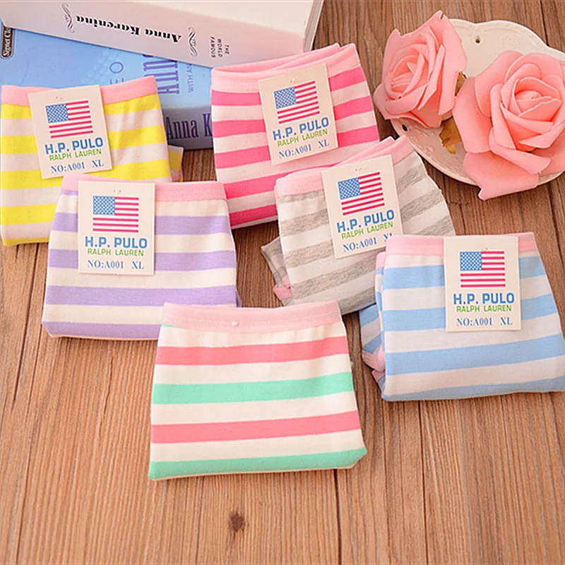 Женские трусики Полосатое хлопковое нижнее белье стринги милое темно синее XL