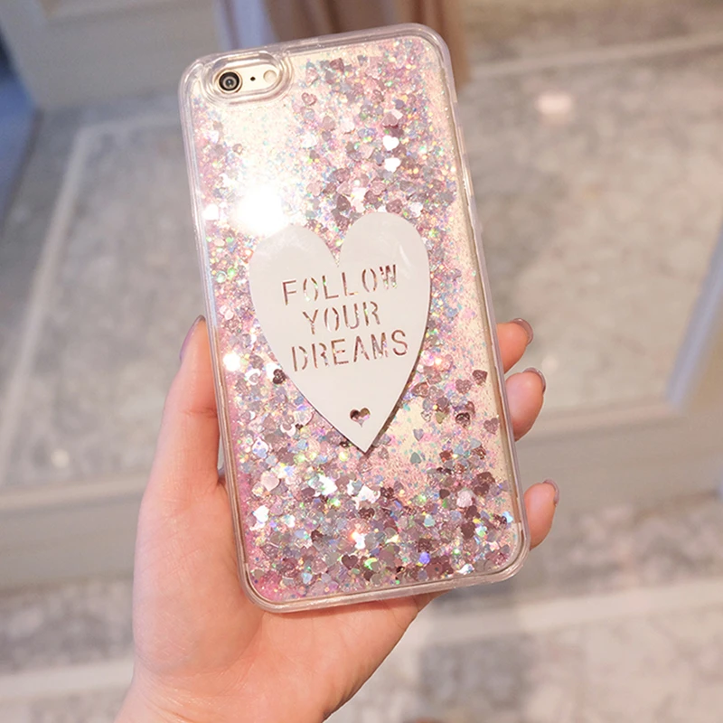 Чехол с милым сердцем, блестящим жидким зыбучим песком для iphone6 S 5 7 8 Plus X R MAX, чехол для samsung galaxy S7 S6 edge S8 Note 9