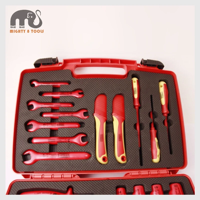 26pc VDE Insulated Electrician Tool Set Pliers Spanner Socket Screwdriver Knife Hybrid Car Repair Ratchet Wrench | Инструменты