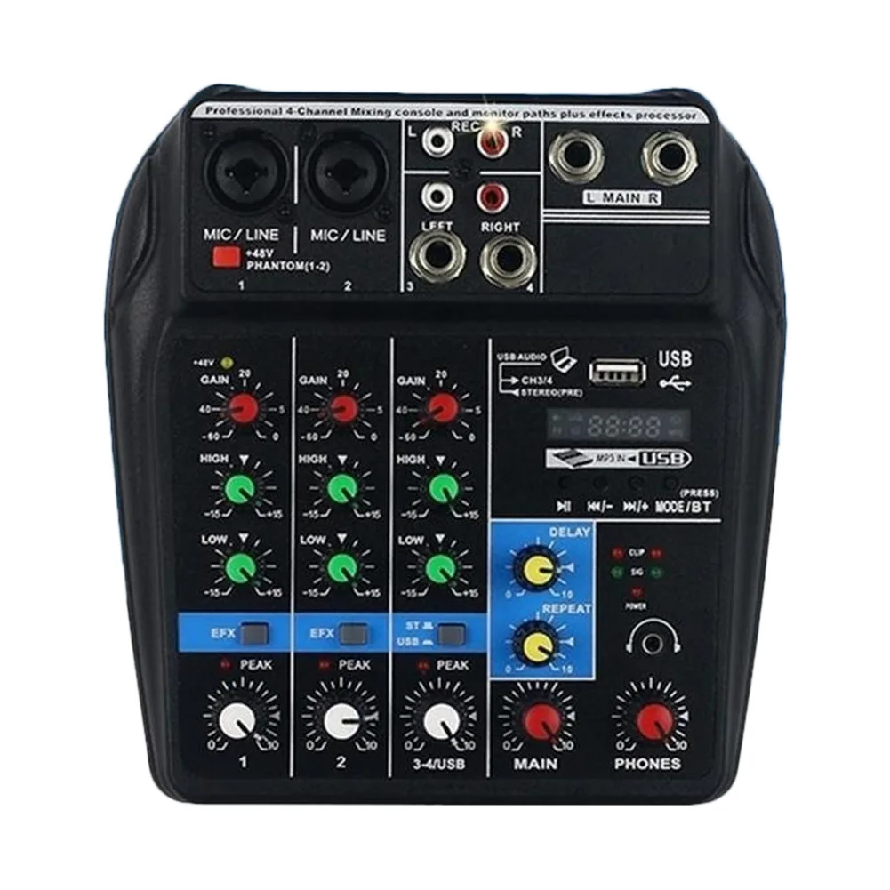 Мини USB аудио микшер усилитель Bluetooth доска 48 В фантомное питание 4 канала для DJ Караоке YS-BUY
