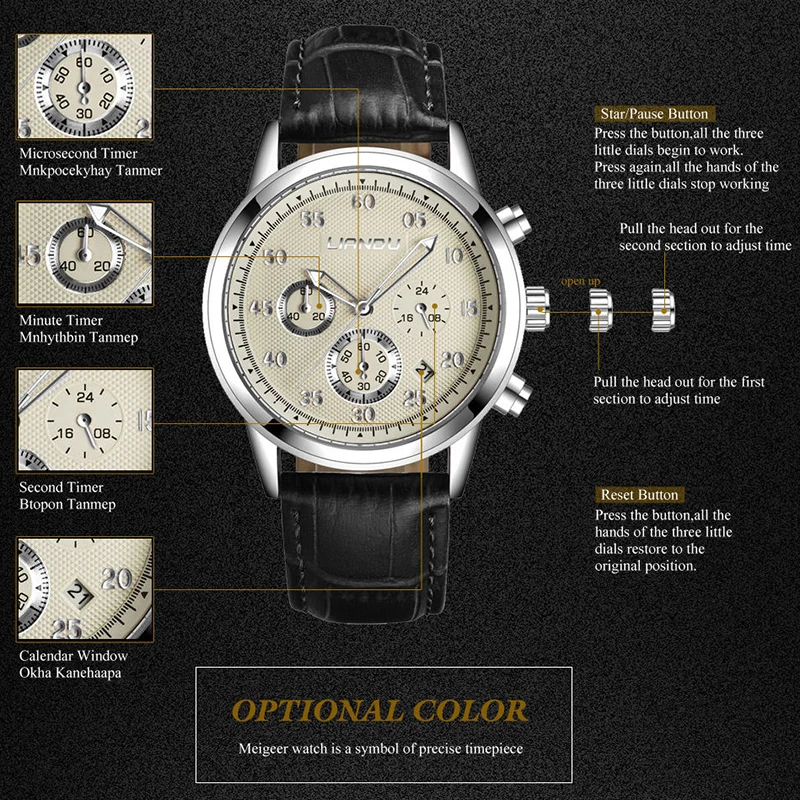 LIANDU хронограф повседневные часы мужские роскошные брендовые кварцевые