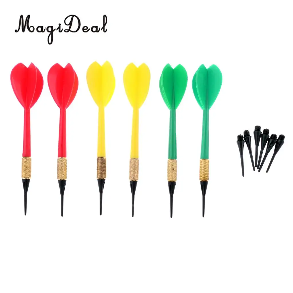 

MagiDeal 6 Pieces Safety Soft Tip Darts with Extra 6 Pieces Soft Tips for Soft Dartboard and Electronic Dartboard