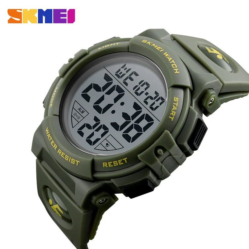 Green SKMEI Chrono Мужские часы Топ люксовый бренд спортивные часы электронные цифровые мужские наручные часы мужские 50 м водонепроницаемые мужские часы 1258 - Цвет: Green