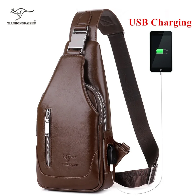 Мужская сумка мессенджер из ПУ кожи с USB зарядкой|polo bag|bag casualmen messenger bags |