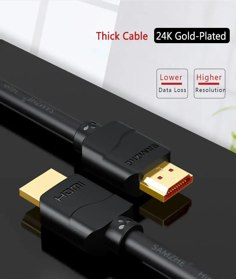 SAMZHE 4K HDMI 50/60 Гц HDMI 2,0 кабель для Тонкий HDMI кабель для PS3 проектор HD ЖК-дисплей ноутбука Apple ТВ компьютерные кабели