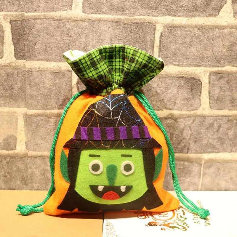 

3pcs/lot Non-woven Fabric Drawstring Bag Halloween Candy Gift Bag Witch Pumpkin Children's Festive Gift Bag Party Decoration