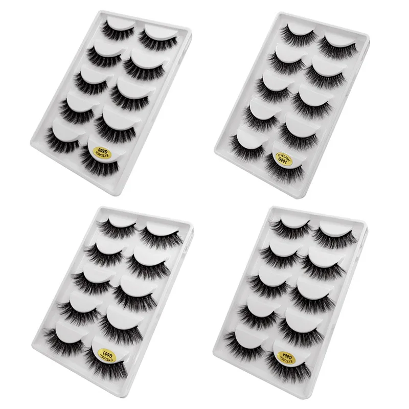 Mink False Eyelashes 5 Pairs Make Up with Natural Eyelashes Makeup
