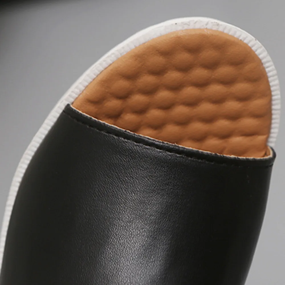 Женские сандалии и шлепанцы на танкетке с закругленным носком толстой подошве