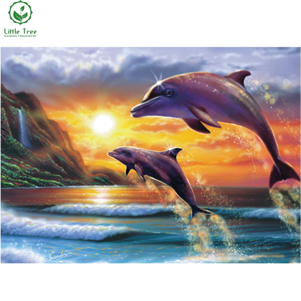 Дельфин Сумерки 5d алмазная Вышивка Полный алмаз вышивка крестом картина маслом
