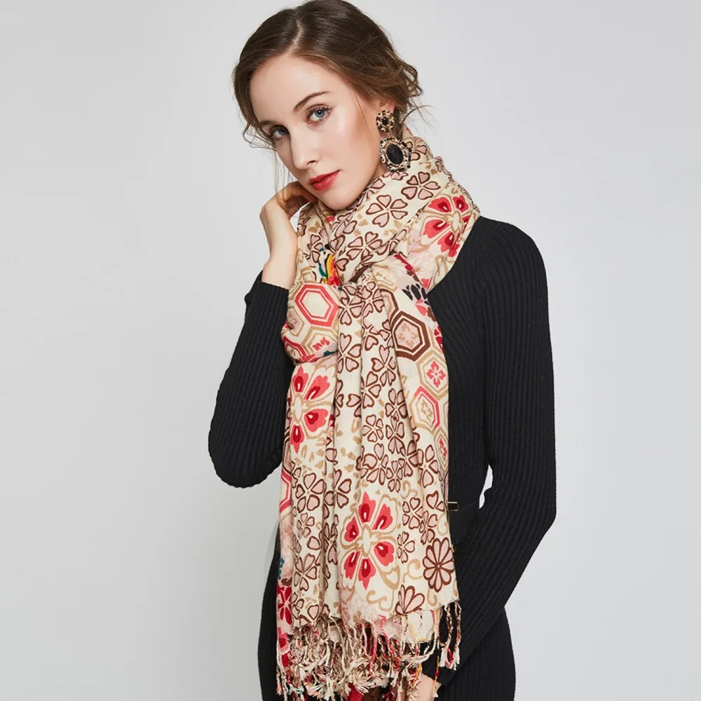 Шали и шарфы люксовый бренд плед кашемировый зимний женский пончо шарф оверсайз