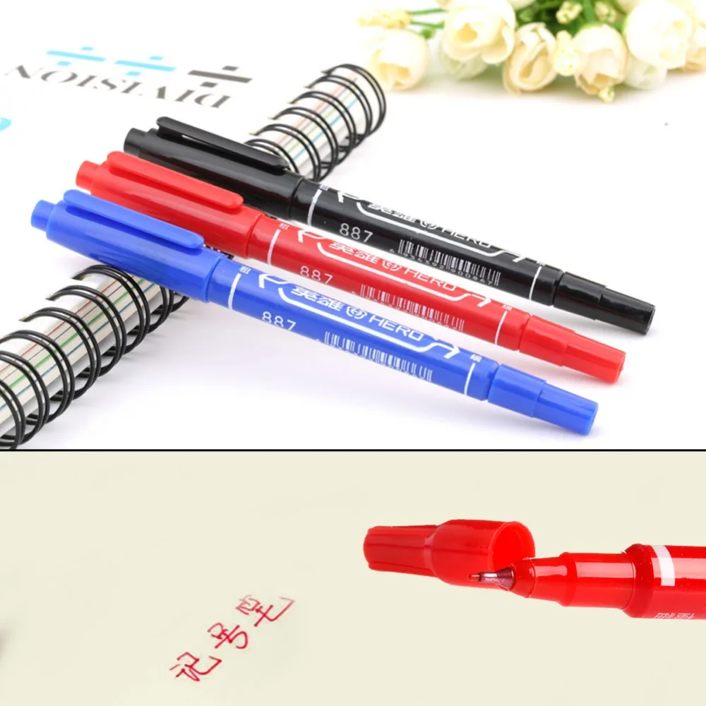 Перманентный маркер двойная головка крючок тонкая/Толстая ручка чернильный