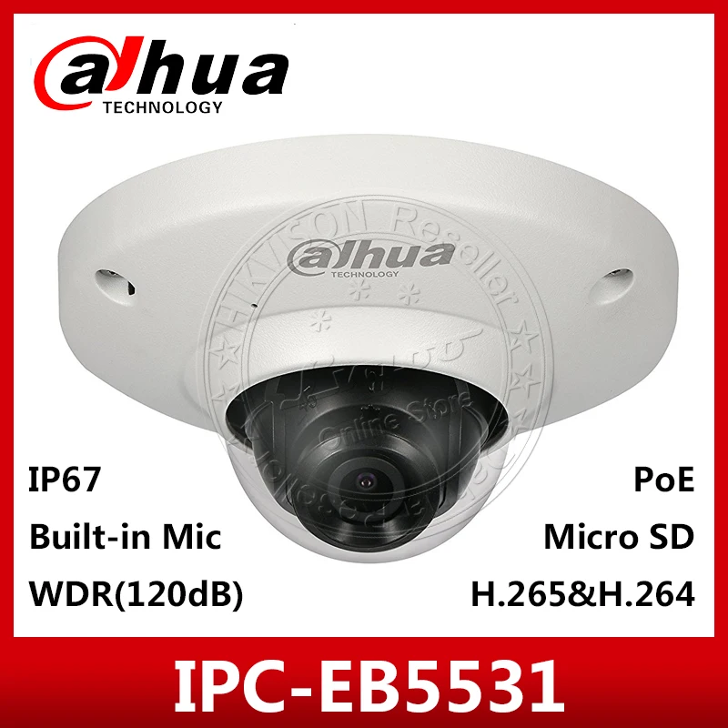 Dahua оригинальный IPC-EB5531 заменить IPC-EB5500 5MP антивандальные рыбий глаз PoE H264 мини