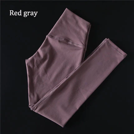 Red Gray Супер мягкие обнаженные штаны для йоги и фитнеса для женщин 4-Way эластичные спортивные лосины анти-пот высокая Талия тренажерный зал Спортивные Леггинсы - Цвет: Red Gray