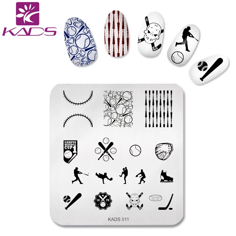 KADS Новый 2017 Мода Спорт Шаблон Бейсбол Дизайн Ногтей Штамповки стемпинг
