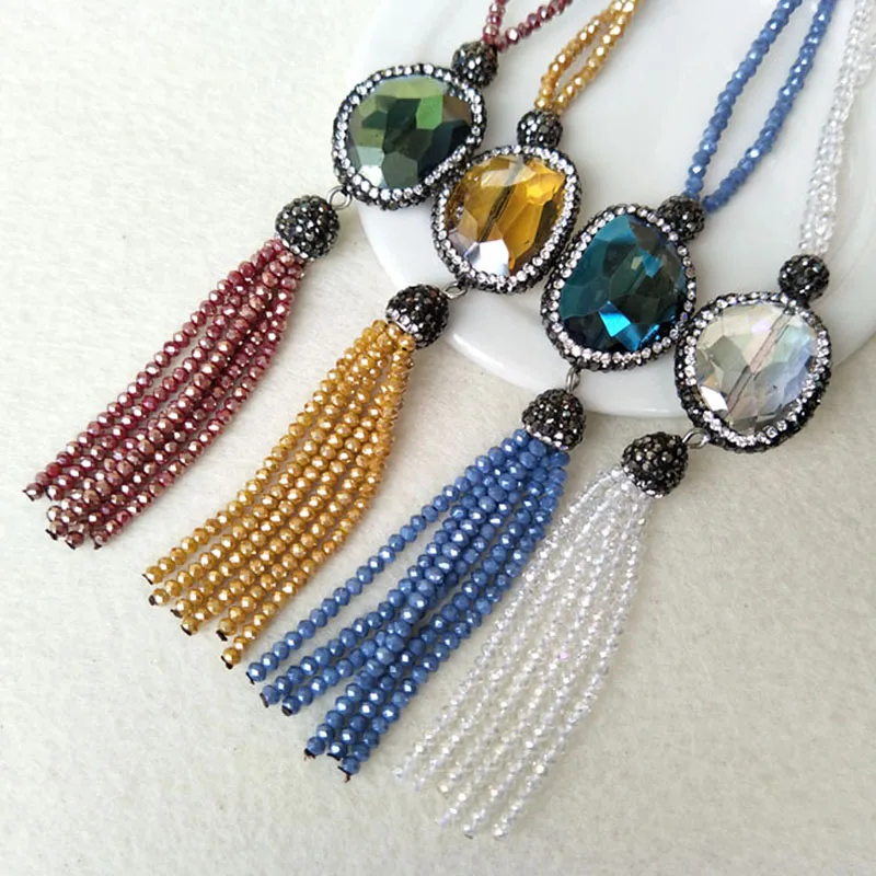 

5 нитей, Хрустальный Циркон, выложенный камень, ожерелье со стеклом, Хрустальная цепочка, ювелирные изделия кристалл бисер кисточка 50