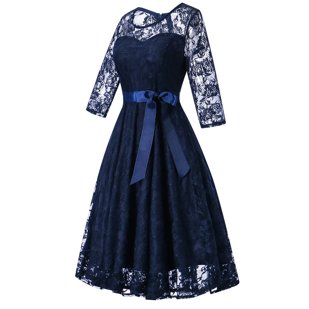 Женское платье подружки невесты с длинным рукавом Формальное женское кружевное